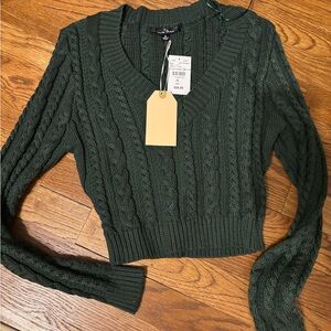Love Tree Forest Green V-Neck Sweater